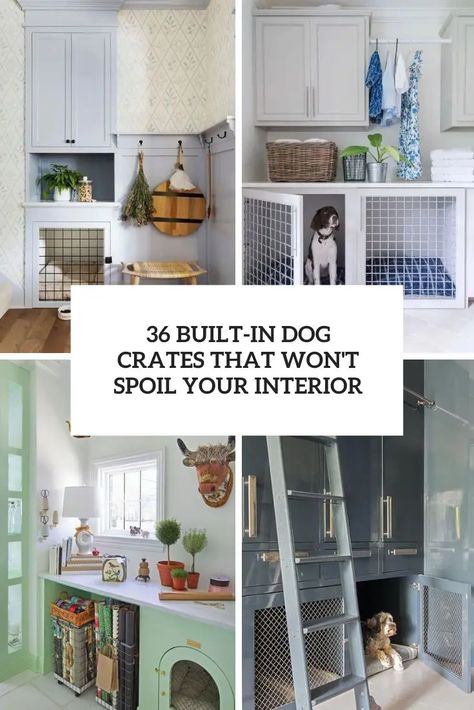 Pet friendly ideas Archives - DigsDigs Dog Kennel In Staircase, Crate For Puppy, Hidden Dog Room, Dog Hallway Ideas, Pet Friendly House Ideas, Dog Crate Areas In House, Dog Crate In Living Room Ideas, Build In Dog Crate, Dog Room Storage Ideas