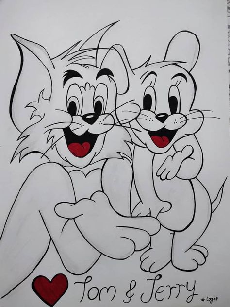 Tom And Jerry Sketch, Jerry Sketch, Jerry Drawing, Tom And Jerry Drawing, Tom And Jerry Pictures, Tom Et Jerry, Easy Art For Kids, Easy Cartoon Drawings, Pencil Sketch Images