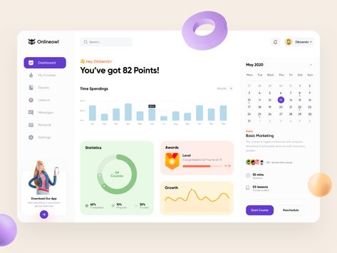 Hello friends, I was working on an LMS project for a few days. Here is just the snapshot of the Dashboard. I am also working on other pages. Hoping to make an animation of the whole design action.... Health Tracker App, Ux Wireframe, Dashboard App, Web Application Design, Dashboard Ui Design, Web Dashboard, Ui Ux 디자인, App Interface Design, Tracking App