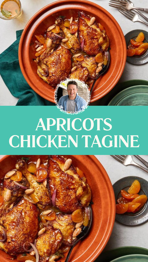 Jamie Oliver Apricots Chicken Tagine Skillet Ginger Chicken With Apricots, Apricot Chicken Tagine, Chicken And Apricot Tagine, Moroccan Apricot Chicken, Chicken Tagine Recipes Morocco, Apricot Recipes Dinner, Turkish Chicken Recipes, Turkish Dinner Recipes, Greek Fava