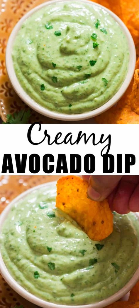 Avacado Dip, Avocado Lime Crema, Creamy Avocado Dip, Guacamole Dip Recipes, Cilantro Lime Crema, Avocado Dipping Sauce, Dip For Chips, Avocado Dip Recipe, Lime Crema