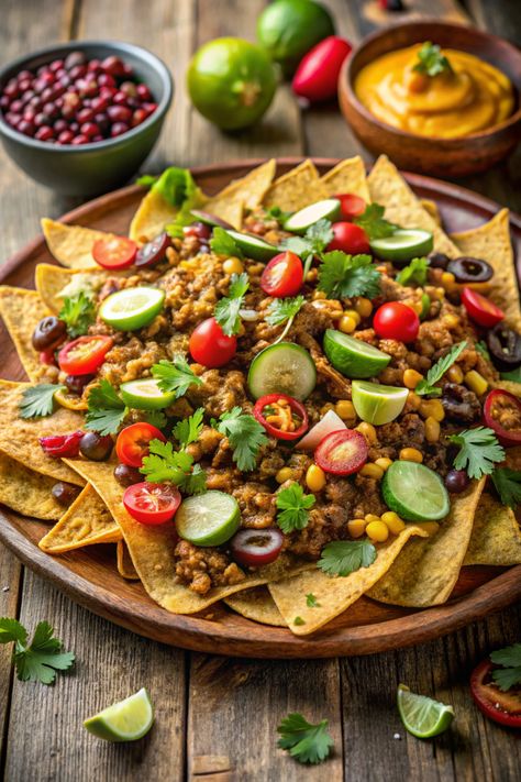 Quick and Delicious Vegan Nachos in 5 Steps Crunchy Corn, Nacho Bar, Vegan Nachos, Vegan Appetizers, Corn Chips, Vegan Cheese, Black Beans, Nachos, Vegan Food