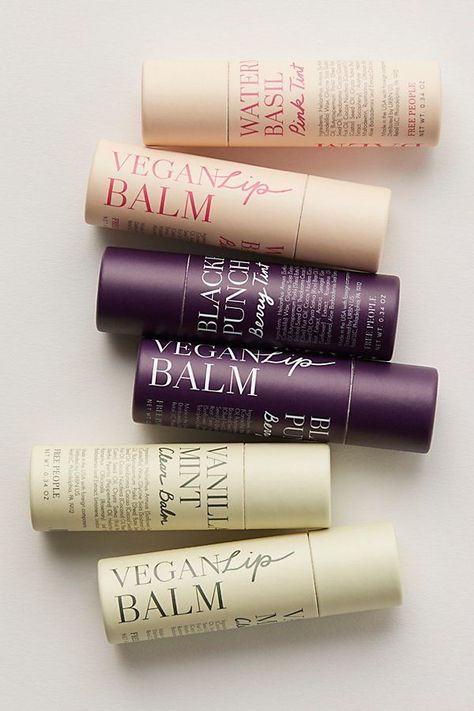 Free People Vegan Lip Balm at Free People in Pink Lip Balm Paper Tube, Beauty Label Design, Lip Balm Packaging Ideas, Lip Balm Photography, Lip Balm Design, Small Business Ideas Products, Balm Packaging, Cruelty Free Mascara, Packaging Design Beauty