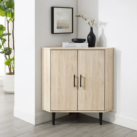 George Oliver Darlinda 2 - Door Corner Accent Cabinet & Reviews | Wayfair Awkward Corner, Home Bar Rooms, Corner Furniture, Accent Chests And Cabinets, Corner Space, Cabinet Wood, Corner Storage, Room Corner, Corner Cabinet