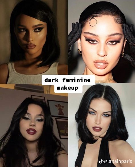 Unapproachable Makeup, Dark Feminine Makeup, Feminine Makeup, Dark Makeup Looks, 60 Hair, Vampire Bride, Loss Hair, Growth Hair, Edgy Makeup