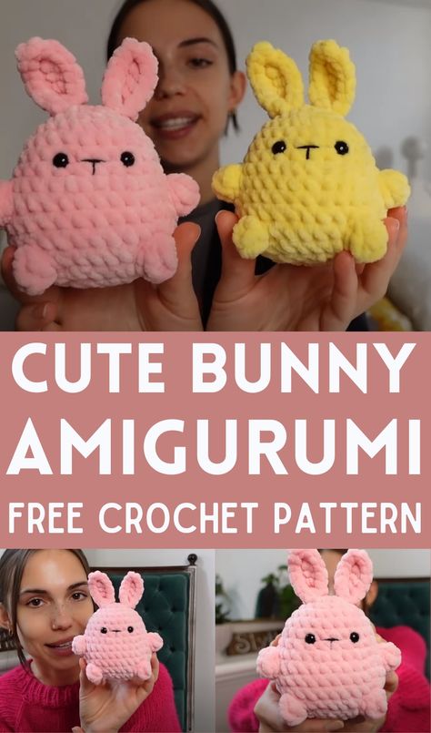 Crochet Bunny Amigurumi Tutorial Easy Bunny Amigurumi, Quick Crochet Bunny Pattern Free, Cute Easter Crochet Patterns, Crochet Amigurumi One Color, Crochet Animals Free Patterns Easy No Sew, Peep Bunny Crochet Pattern, Easy Crochet Rabbit, Crocheted Bunnies Free Pattern, Single Color Amigurumi