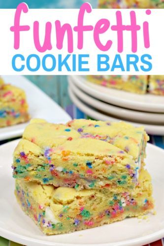 Cookie Cake Unicorn, Funfetti Cookie Bars, Cake Batter Bars, Funfetti Bars, Easy Cake Mix Desserts, Cake Batter Blondies, Easy Bake Cake, Cake Mix Bars, Cake Mix Cookie Bars