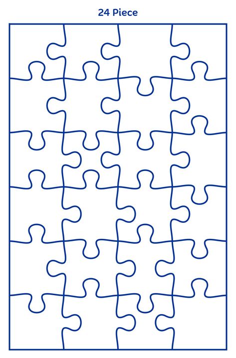 24 Piece Puzzle Template Printable Cute Template Printable, Crafting Templates, How To Draw A Puzzle Piece, Homemade Puzzle, Jigsaw Puzzle Art, Create A Puzzle, Puzzle Pieces Crafts, Puzzle Activity, Blank Puzzle Pieces Ideas