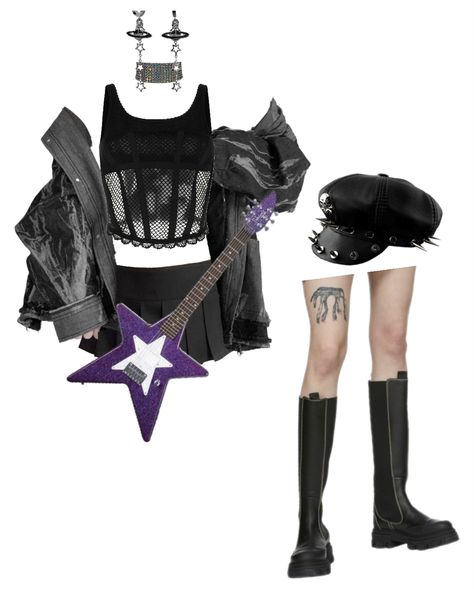 Pop Performance Outfit, Emo Stage Outfits, Lagoona Outfit Inspiration, Pop Star Aesthetic Fashion, Popstar Aesthetic Outfits, Pop Star Outfit Ideas, Rockstar Outfit Ideas, Popstar Outfits Ideas, Pop Punk Outfits