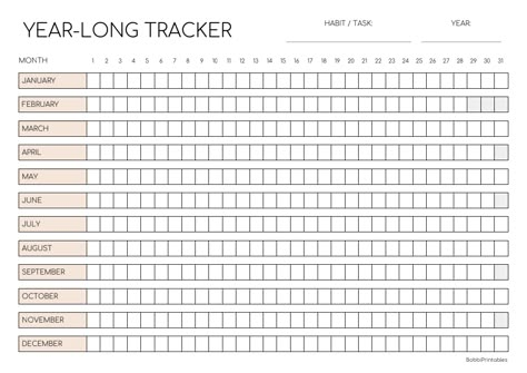 Year-Long Tracker - Google Drive Bullet Journal Calendrier, Year In Pixels, Progress Tracker, Free Planner Templates, Daily Schedule Template, Habit Tracker Bullet Journal, Bullet Journal Banner, Monthly Planner Template, Habit Tracker Printable