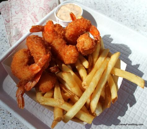 Fried Shrimp and French Fries at Refreshment Port Frozen Mojito, Disney World Recipes, Crispy Fried Shrimp, Food Checklist, Eating On The Go, Snack Stand, Disney Foods, Disney World Restaurants, Disney World Food