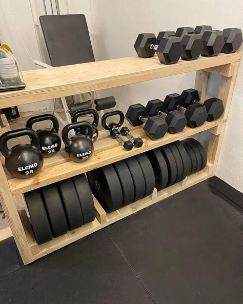 Diy Dumbbell, Gym Basement, Home Gym Basement, Home Gym Storage, Diy Gym Equipment, Dream Home Gym, Home Gym Garage, Workout Room Home, Gym Garage