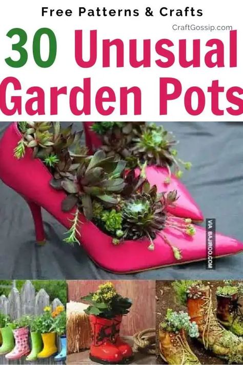 30 unusual garden pot ideas – Home and Garden Succulent Container Ideas Creative, Unique Potted Plant Ideas, Flowers In Unusual Containers, Flower Arrangements In Unusual Containers, Unique Plant Containers, Backyard Planters Ideas, Unique Garden Containers, Unusual Pots For Plants, Unique Container Garden Ideas