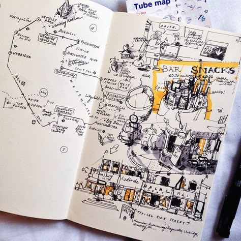 The Importance of Sketching Constantly Kunstjournal Inspiration, Travel Sketchbook, Buch Design, Sketch Journal, Urban Sketch, Sketch Books, Travel Sketches, Sketch Notes, Travel Journals