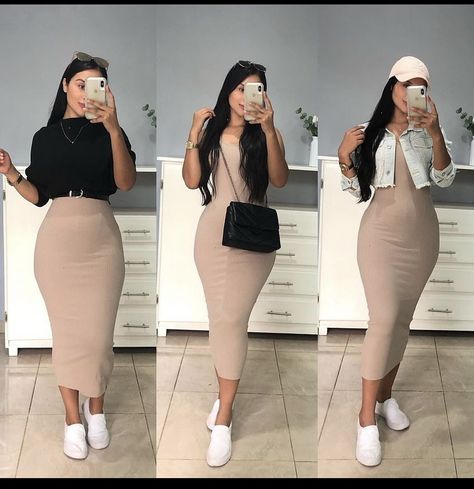 Mua Outfits Black Casual, Modest Spring Outfits Black Women, Classy Modest Outfits Casual, Long Skirt Outfits For Summer Casual, Spring Outfits For Church, Casual Midi Dress Outfit, Wearing Vs Styling Outfits, Modest Spring Fashion, Women Church Outfits