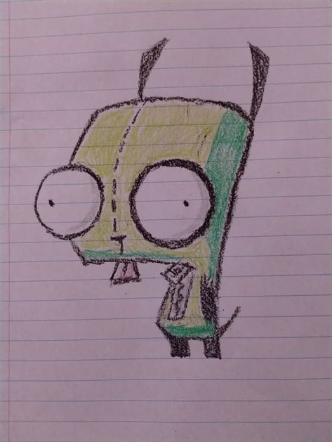 Invader Zim Drawing Easy, How To Draw Gir From Invader Zim, Easy Character To Draw, Gir Invader Zim Drawing, How To Draw Gir Invader Zim, How To Draw Invader Zim, Gir Fanart Human, Grr Invader Zim Drawing, Scenecore Doodles