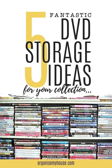 Cd Storage Baskets, How To Store Dvds, Dvd Organization Ideas, Dvd Sleeve Storage, Hidden Dvd Storage, Diy Dvd Shelves, Dvd Storage Ideas Living Room, Collectible Display Ideas, Dvd Storage Ideas Diy