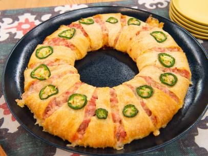 Sunny's Hot Ham and Cheese Wreath Recipe | Sunny Anderson | Food Network Cheese Wreath, Hot Ham And Cheese, Wreath Recipe, Sunny Anderson, The Kitchen Food Network, Crescent Recipes, The Kitchen Recipes, Crescent Dough, Crescent Roll Recipes