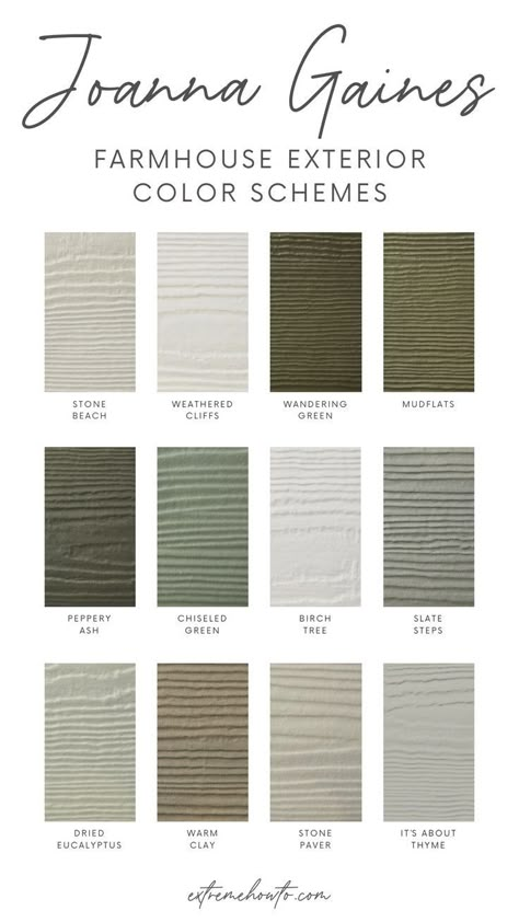 Farmhouse Color Scheme Exterior, Hardy Board Siding Colors, Hardie Board Siding Ideas, Exterior Farmhouse Colors, Joanna Gaines Farmhouse Exterior, Hardie Board Siding Colors, Hardy Board Siding, House Palettes, Farmhouse Updates