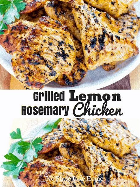 Lemon Rosemary Chicken Breast, Sides For Dinner, Rosemary Chicken Recipe, Simple Marinade, Lemon Rosemary Chicken, Grilled Lemon, Lemon Recipe, Lunch Sandwiches, Salad For Lunch