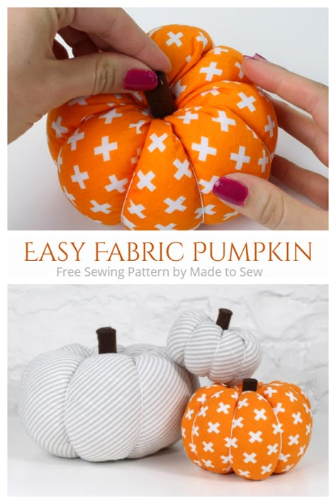 DIY Fabric Pumpkin Free Sewing Patterns | Fabric Art DIY Fabric Pumpkins Diy No Sew, Thanksgiving Sewing Crafts, Twisted Fabric Pumpkins, Fall Crafts For Seniors, Thanksgiving Sewing, Diy Fabric Pumpkins, Pumpkin Patterns Free, Halloween Fabric Crafts, Pumpkin Tutorial