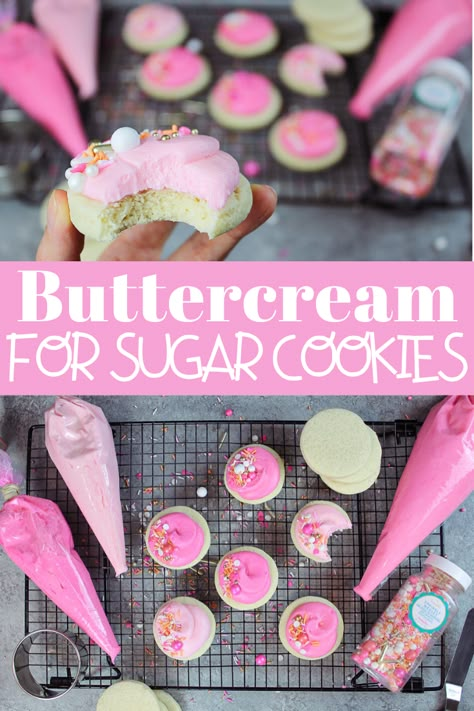 Soft Chewy Sugar Cookies, Cookie Frosting Recipe, Sugar Cookie Icing Recipe, Soft Chewy Cookies, Buttercream Cookies, Homemade Buttercream, Cookie Icing Recipe, Homemade Buttercream Frosting, Cookies Cupcake