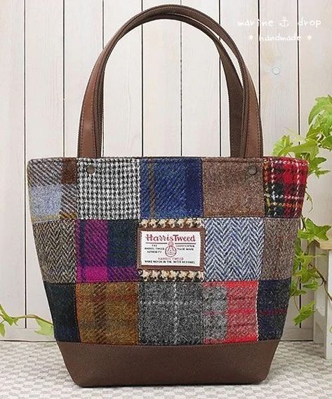 Plaid Purse, Tweed Bag, Wool Bags, Bag Pattern Free, Diy Bags Purses, Patchwork Bags, Bag Patterns To Sew, Bags Tutorial, Linen Bag