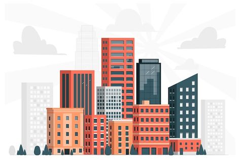 City skyline concept illustration | Free Vector #Freepik #freevector #building-illustration #flat-city #city-illustration #building-skyline Urbanization Illustration, Flat Building Illustration, Vector Building Illustration, Flat Illustration City, City Buildings Drawing, Building Illustration Vector, Building Animation, Buildings Illustration, Flat Building