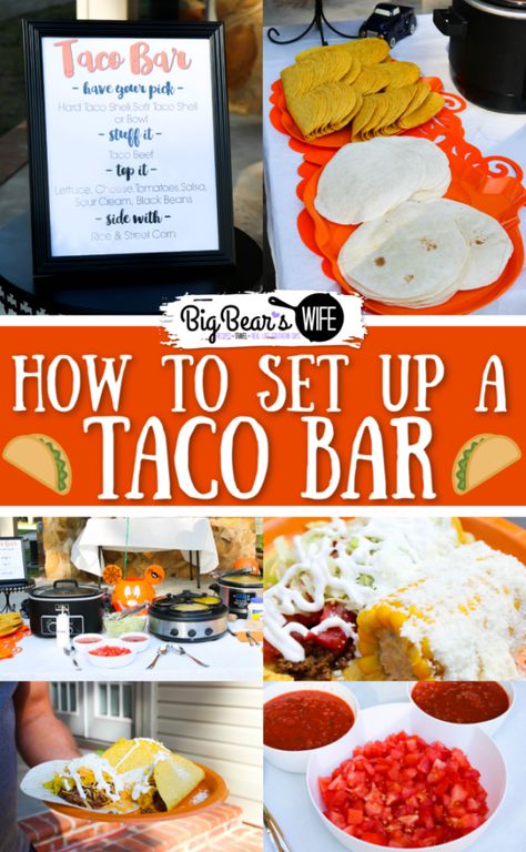 Outdoor Taco Bar Party Ideas, Taco Salad Bar Ideas, Taco Bar Ideas Parties, Taco Bar Set Up, Taco Catering Set Up, Walking Taco Bar Party Set Up, Graduation Taco Bar, Taco Bar Set Up Ideas, Build Your Own Taco Bar