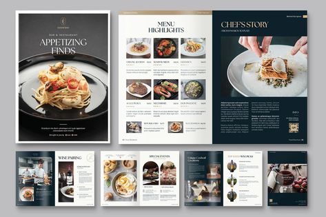 Menu Brochure Template, Print Templates ft. menu & menus - Envato Restaurant Brochures, Best Brochure Design, Menu Brochure, Premium Restaurant, Hotel Menu, Recipe Book Design, Seafood Menu, Menu Layout, Brochure Design Templates