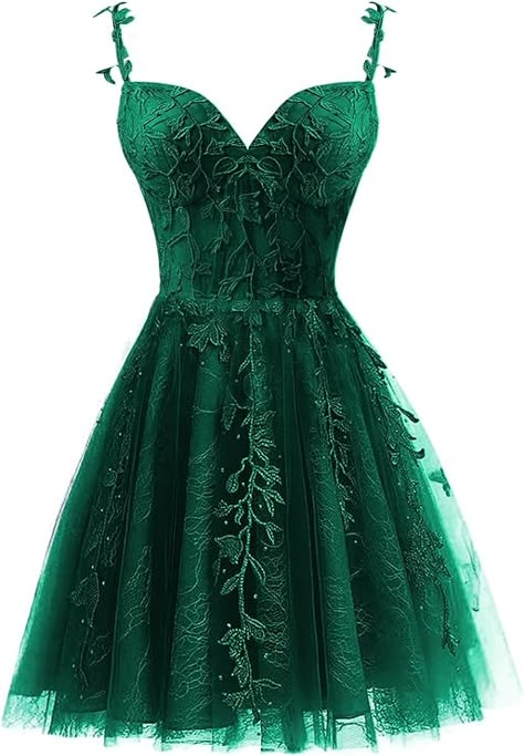 Forest Themed Quince, Dnd Dress, Dark Green Dress Short, Sweet 16 Dresses Short, Prom Dress Mini, Green Hoco Dresses, Emerald Green Prom Dress, Homecoming Dresses For Teens, Short Green Dress