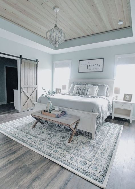 Ranch Farmhouse, Farmhouse Master, Farmhouse Bedroom Decor, Bedroom Remodel, Bedrooms Decor, Bedroom Refresh, Master Bed, Remodel Bedroom, Master Bedrooms Decor