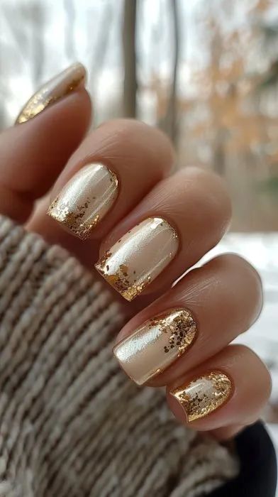 Builder Gel Nails Design Short Square, Dip Manicure Wedding Nails, Golden Summer Nails, Copper And Gold Nails, Wedding Gold Nails, Golden Gel Nails, December Nails Gold, Wedding Nails Gold Accent, Mob Nails For Wedding