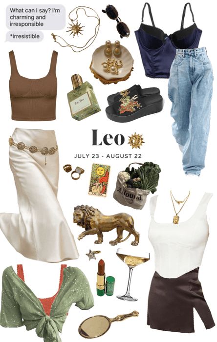 Leo Venus Dressing Style, Venus In Leo Aesthetic Outfit, Fire Sign Outfits, Leo Moon Outfits, Leo Style Aesthetic, Lilith In Leo Outfits, Leo Rising Outfits Women, Dressing Like Your Venus Sign Leo, Leo Zodiac Outfit Aesthetic