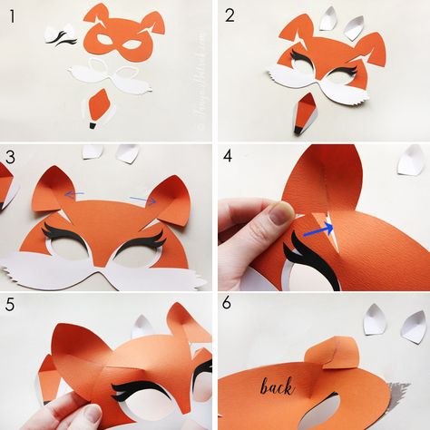 Fox Mask Template, Fox Mask Diy, Fox Template, Squirrel Mask, 3d Paper Mask, Animal Masks Diy, Paper Mask Diy, Halloween Diy Paper, Fox Crafts