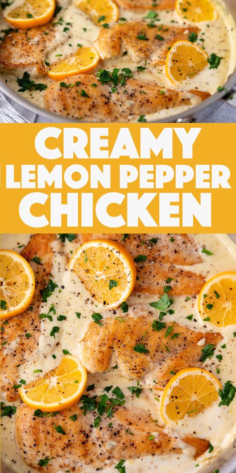 Creamy Lemon Pepper Chicken, Recipes With Chicken And Peppers, Simple Family Meals, Creamy Lemon Chicken, Pan Sauce, Lemon Chicken Recipe, Easy Chicken Breast, Healthy Chicken Breast, Lemon Pepper Chicken