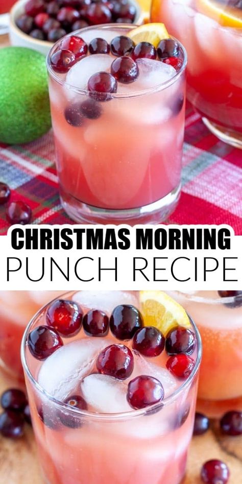 Christmas morning punch is a delicious drink, perfect for the holidays. This holiday punch is simple to make with just a few ingredients. A great punch recipe for children and adults. Christmas Day Punch Recipe, Breakfast Christmas Punch, Christmas Drinks With White Cranberry Juice, Christmas Kid Drinks Fun, Old Fashioned Punch Recipes, Healthy Punch Recipe For Kids, Christmas Punch For Kids Easy, Christmas Punch Bowl Recipes Alcholic, Christmas Brunch Punch Non Alcoholic