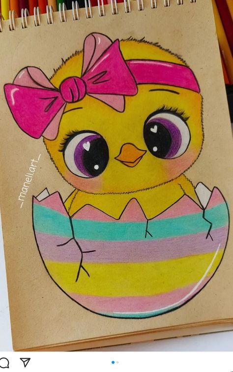 Pencil Art Drawings With Color, Cute Drawings Colorful, Stuff To Draw With Markers, Cute Drawings With Color, Beautiful Drawings Easy Colourful, Mini Drawings Ideas, Simple Colour Pencil Drawings, Simple Cartoon Drawings, Cute Animal Drawings Easy