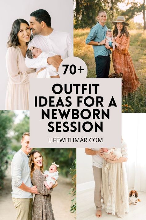 Newborn Photoshoot Outfits, Photo Shoot Outfit Ideas, Newborn Picture Outfits, Neutral Family Photos, Shoot Outfit Ideas, Newborn Photo Pose, Lifestyle Newborn Family, Newborn Family Pictures, Mom Dresses