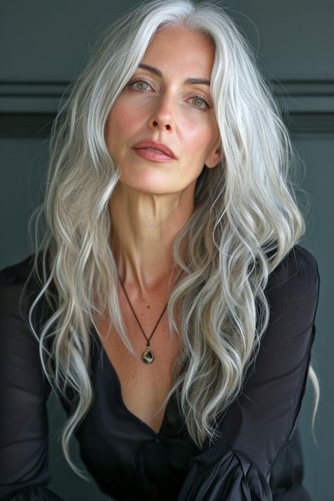 Long Grey Hair, Long Silver Hair, Hair Colour Ideas, Silver Haired Beauties, Grey Hair Transformation, Long White Hair, Color Rubio, Gorgeous Gray Hair, Grey Hair Inspiration