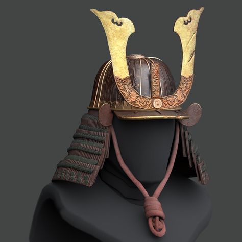 "Kabuto Samurai Helmet" by Sophia Landin Samurai Helmet Design, Helmet Reference, Samurai Hat, Armor Japanese, Samurai Kabuto, Demon Samurai, Kabuto Helmet, Samurai Warrior Tattoo, Helmet Drawing