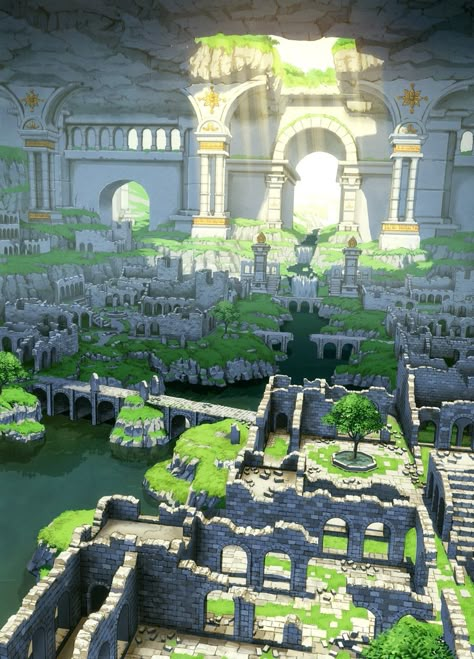 Bangunan Minecraft, Fantasy World Map, Landscape Concept, Dnd Maps, Minecraft Architecture, Fantasy City, Fantasy Setting, Fantasy Places, Biome