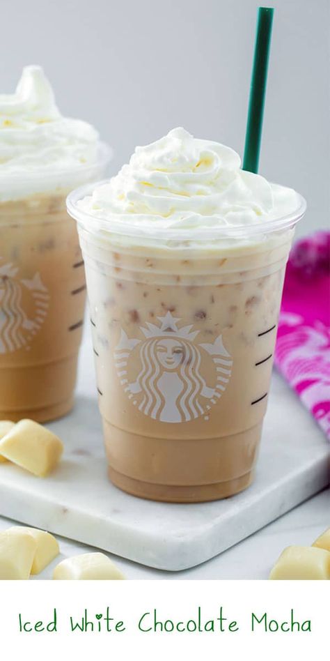 Mocha Sauce Recipe, White Mocha Recipe, Starbucks White Chocolate, Peppermint Mocha Recipe, Iced White Chocolate Mocha, Iced White Mocha, Starbucks Mocha, Diy Starbucks, White Chocolate Sauce