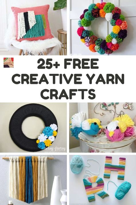 Explore these projects with yarn and yarn crafts for adults that don't involve knitting needles or crochet hooks. Yarn crafts are easy and decorative. Make one for yourself and one for a friend! Cardboard And Yarn Crafts, Easy Yarn Projects, Yarn Crafts Easy, Yarn Crafts For Adults, Projects With Yarn, Yarn Craft Ideas, Yarn Diy Projects, Recycle Craft Projects, Yarn Art Projects