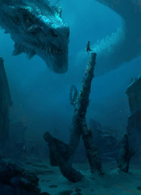 ArtStation - under water 017, DONG HUN KIM Art Sinistre, 다크 판타지, Fantasy Magic, Fantasy Monster, Mythical Creatures Art, Sea Monsters, Creepy Art, Mystical Creatures, Fantasy Concept Art