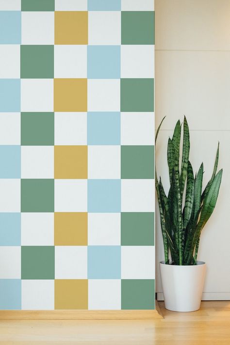 Choose your colors, choose your size! Create a checkerboard wall by just peeling and sticking these square decals to your wall! No paint, no mess! Checked Wall, Diy Checkerboard, Checkerboard Wall, Checkered Wall, Checkerboard Wallpaper, Not Wallpaper, Color Checker, Kitchen Diy Makeover, Check Please