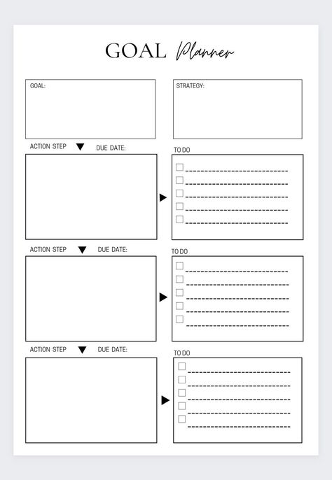 Goal Planner Template, Organizer Pages, Goal Tracker, Goal Planning Worksheet, Goal Journal, Goal Board, Goal Planner by DigiplannersDesigns on Etsy Action Plan Template Goal Settings, Goal Tracker Template, Goal Planner Template, Goal Planning Worksheet, Planning Worksheet, Work Planner Organization, Planner Board, Goals Template, Goal Journal