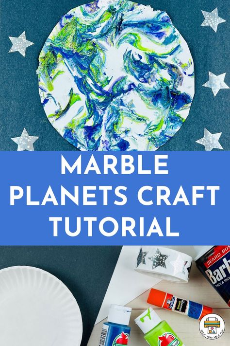 Making marbled planets with preschoolers involves a fun art process and makes a great craft for an outer space theme! Preschool Planet Crafts, Our Planet Eyfs Activities, Mercury Planet Craft, Outer Space Crafts For Toddlers, Outerspace Activity Toddlers, Exploring Space Art And Craft, Marble Planets Craft, Planets Craft, Space Crafts Preschool