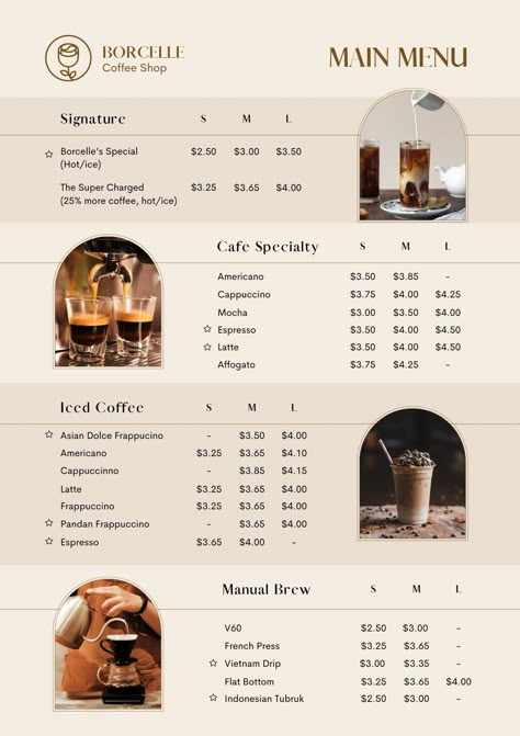 Menu Board Design Cafe, Menu Design Ideas Cafe, Coffee Menu Design Ideas Layout, Cafe Menu Design Layout, Coffee Menu Design Ideas, Coffee Menu Ideas, Menu Coffee Design, Coffee Shop Menu Design, Menu Cafeteria