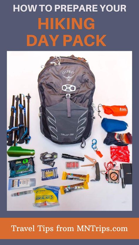 How to prepare your hiking day pack Multi Day Hike Packing List, Hiking Packing List, Hiking Hacks, Hiking Day Pack, Minnesota Travel, Hiking Map, Day Hiking, Travel Packing Tips, Hiking Essentials